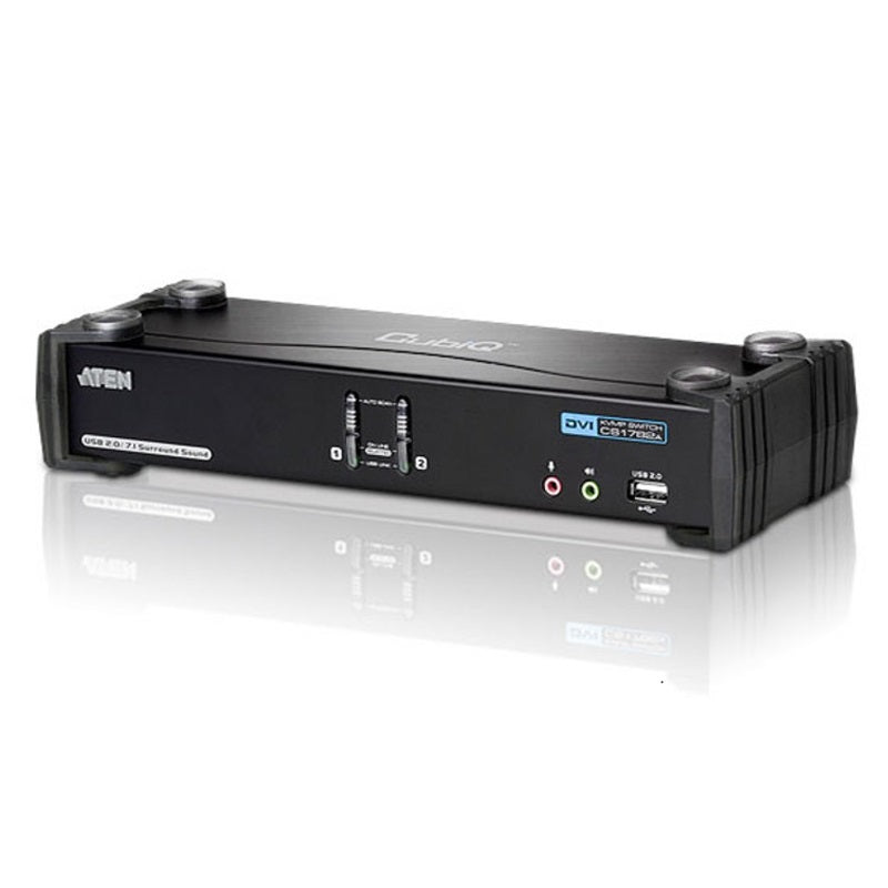 Aten 2 Port USB 2.0 DVI Dual Link KVMP Switch, supports up to 2560 x 1600 @ 60 Hz with Dual Link DVI, Video DynaSync,7.1 Audio, mouse and keyboard emu ATEN