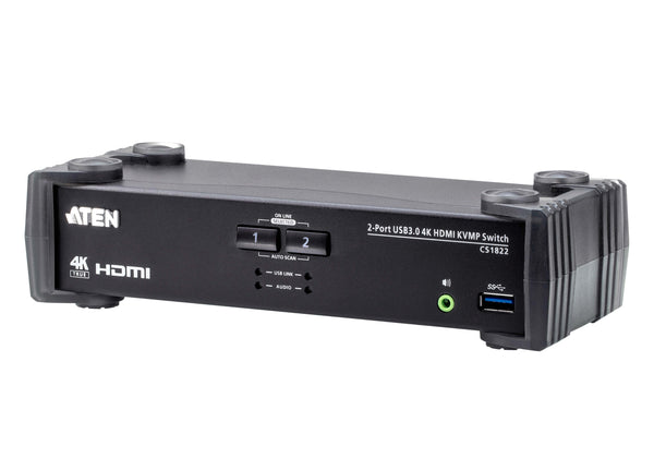 Aten 2 Port USB 3.0 4K HDMI KVMP Switch, Video DynaSync, support HDMI 2.0 4K@60Hz switching via RS-232, hotkeys, pushbuttons and mouse, 2 HDMI ATEN