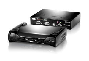 ATEN DVI Dual Display KVM over IP Extender; 1920 x 1200 @ 60 Hz; 24-bit Color Depth, Flexible Connections, Supports Digital and Analog Video Output ATEN