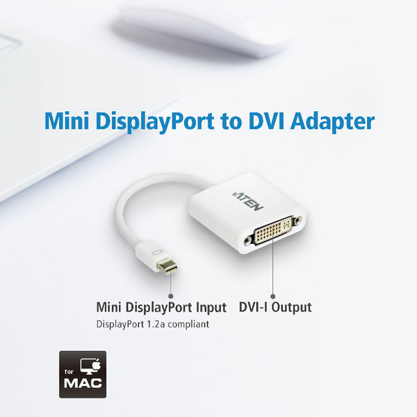 ATEN Mini DisplayPort(M) to DVI-D(F) Adapter -Premium series with EMI Shielding ATEN
