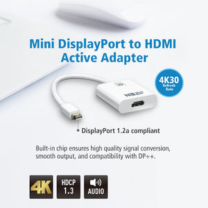 ATEN Mini DisplayPort(M) to HDMI(F) Active 4K2K Adapter -Premium series with EMI Shielding ATEN