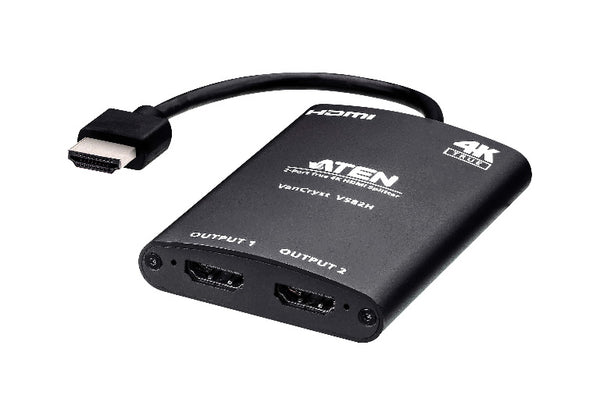 ATEN 2 Port True 4K Compact Splitter, USB powered, auto-downscaling feature, supports up to 4096 x 2160 / 3840 x 2160 @ 60Hz (4:4:4), HDCP 2.2 complia ATEN