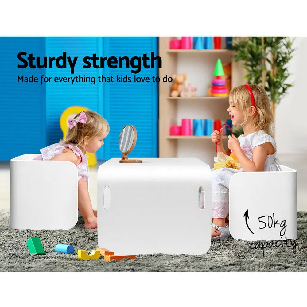 Keezi 3 PC Nordic Kids Table Chair Set White Desk Activity Compact Children Deals499