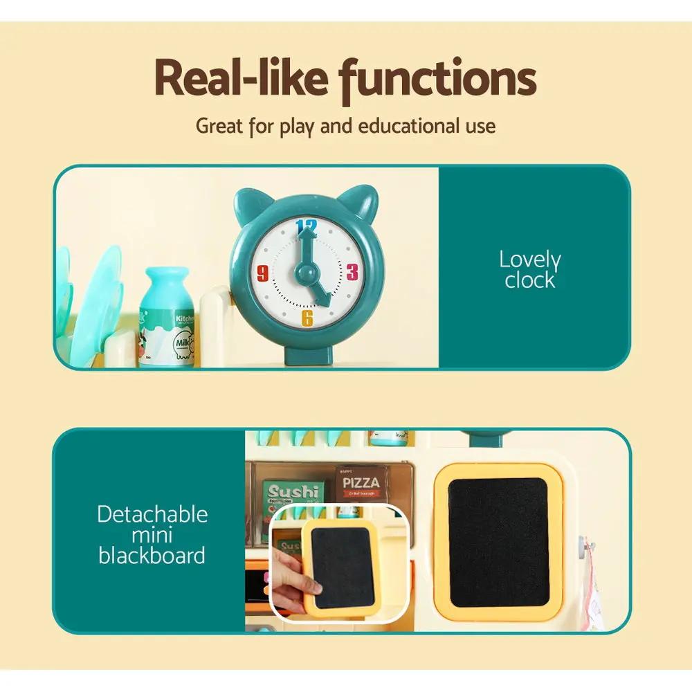 Keezi Kids Kitchen Playset Pretend Play Food Sink Cooking Utensils 73pcs Deals499