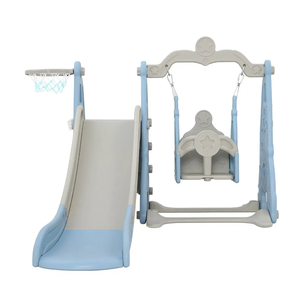 Keezi Kids Slide 170cm Extra Long Swing Basketball Hoop Toddlers PlaySet Blue Deals499