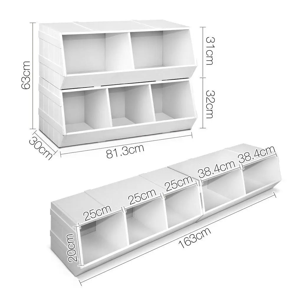 Keezi Kids Toy Box Stackable Bookshelf Storage Organiser Bookcase Shelf Deals499