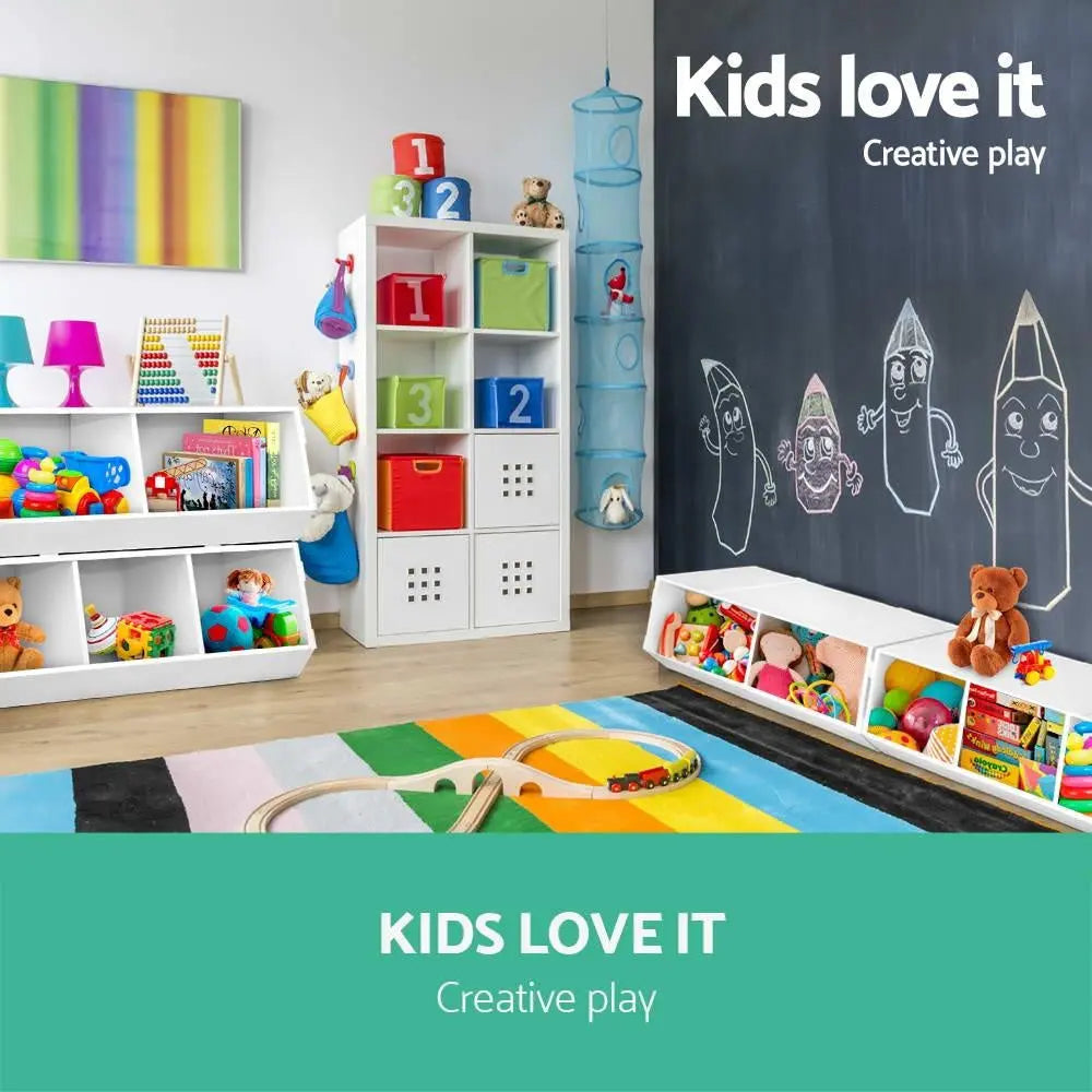 Keezi Kids Toy Box Stackable Bookshelf Storage Organiser Bookcase Shelf Deals499