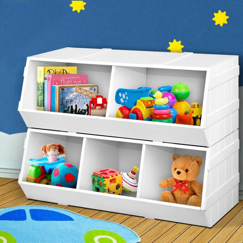 Keezi Kids Toy Box Stackable Bookshelf Storage Organiser Bookcase Shelf Deals499