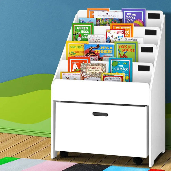Keezi Kids White Bookshelf Storage Organiser Bookcase Drawers Children Shelf Deals499