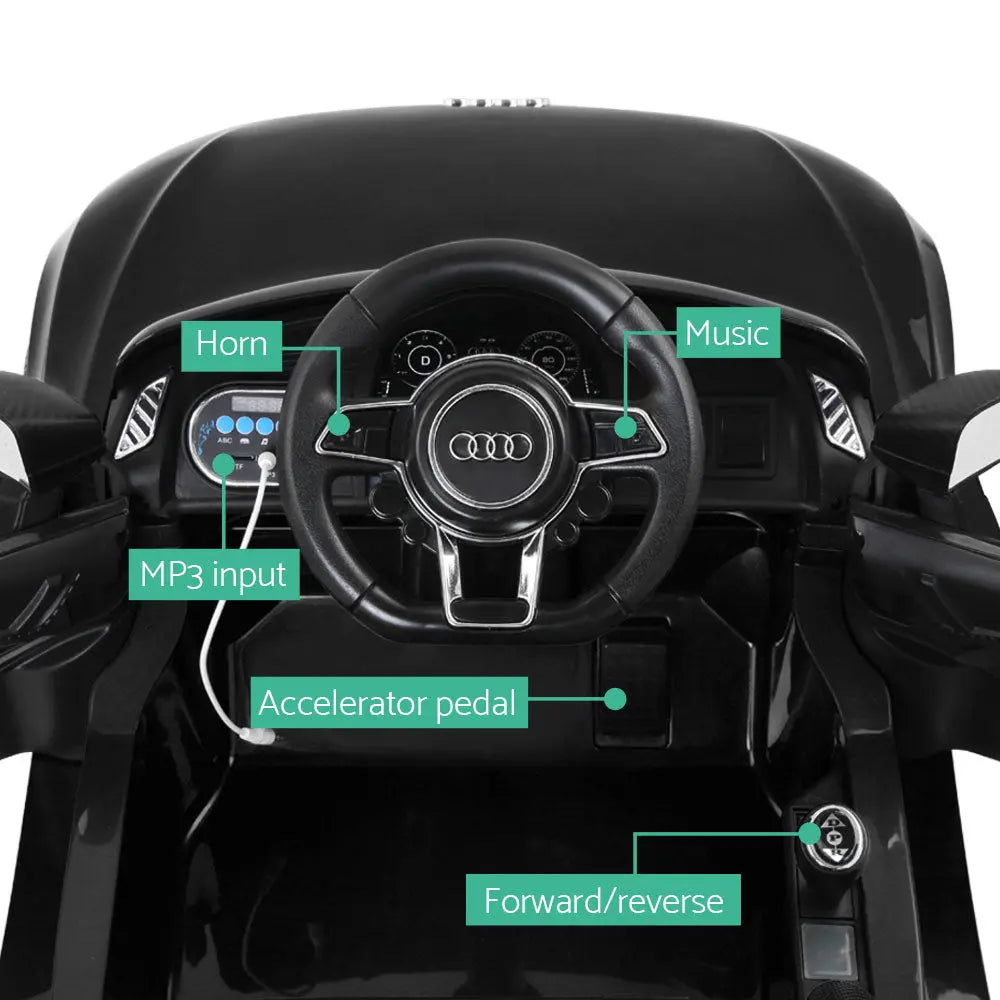 Kids Ride On Car Audi R8 Licensed Electric 12V Black Deals499