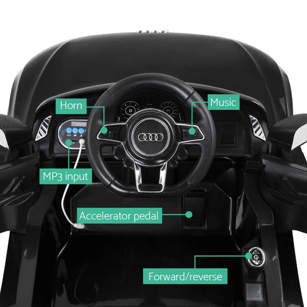 Kids Ride On Car Audi R8 Licensed Electric 12V Black Deals499