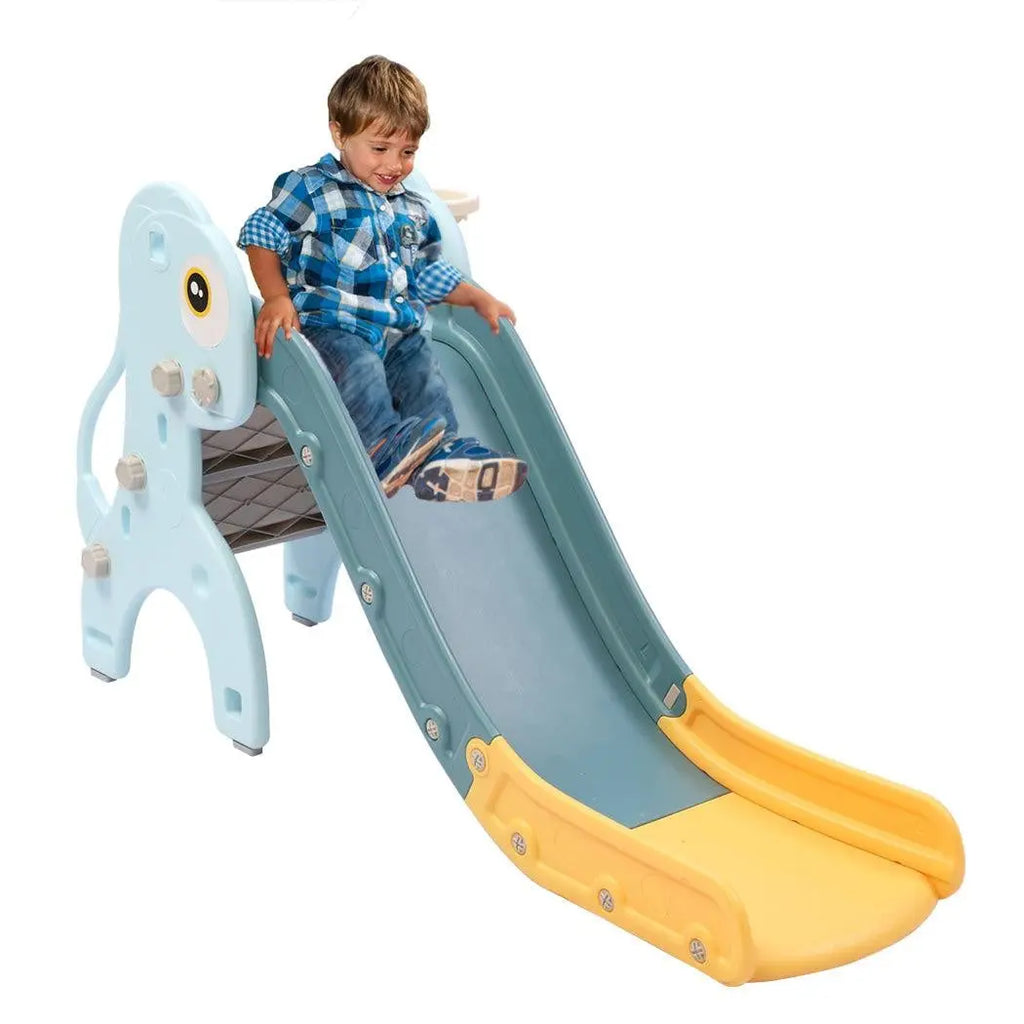 Kids Slide 135cm Long Basketball Hoop Ring Activity Center Toddlers Play Set Toy Blue Deals499