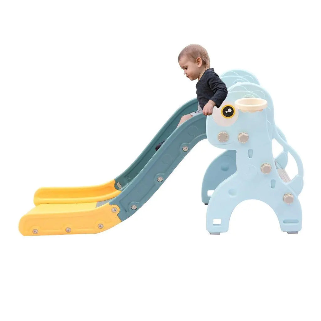 Kids Slide 135cm Long Basketball Hoop Ring Activity Center Toddlers Play Set Toy Blue Deals499