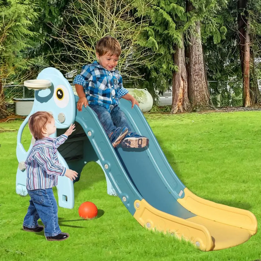 Kids Slide 135cm Long Basketball Hoop Ring Activity Center Toddlers Play Set Toy Blue Deals499