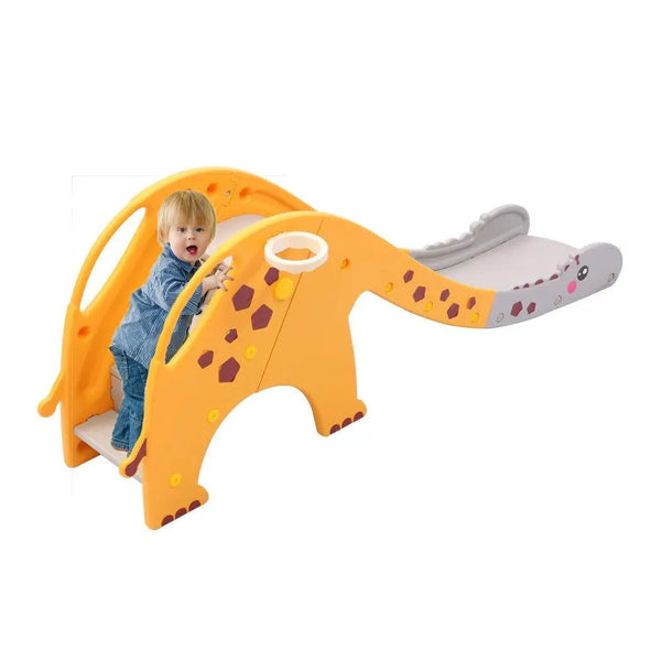 Kids Slide 160cm Extra Long Basketball Hoop Activity Center Toddlers Play Set Yellow Deals499