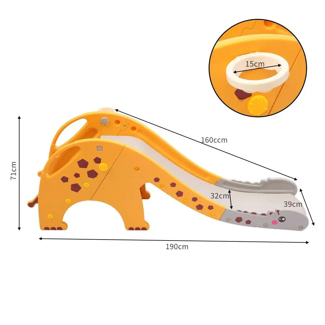 Kids Slide 160cm Extra Long Basketball Hoop Activity Center Toddlers Play Set Yellow Deals499