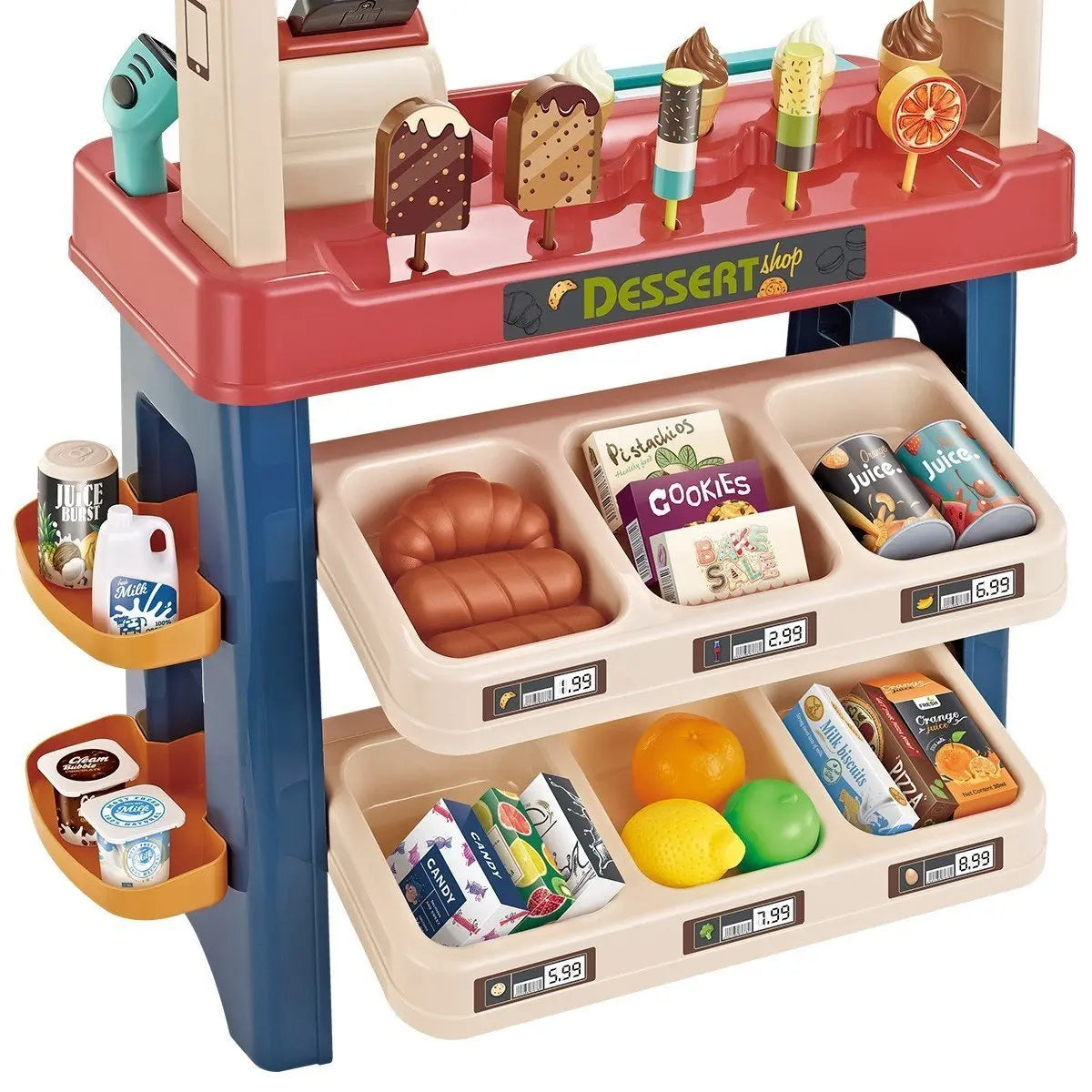 Kids Supermarket Ice Cream Cart Shop Dessert Food Pretend Role Play Set Toy Gift Red Deals499