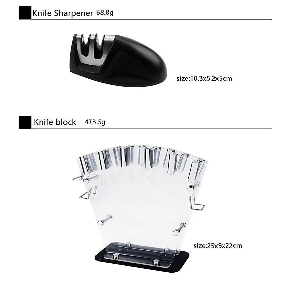 Kitchen 17 Pc Knife Set w/ Block & Sharpener Chef Bread Steak Knives Deals499