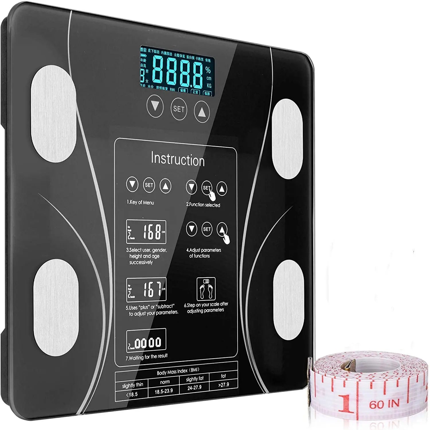 LCD Scales Body Weight Bathroom Bath room Body Fat Gym Fitness Scale BMI BMR Deals499