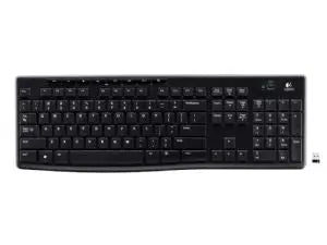 LOGITECH K270 2.4 GHz Wireless Full Size Keyboard 128-bit AES encryption 24-month battery life Spill resistant Durable UV-coated keys LOGITECH