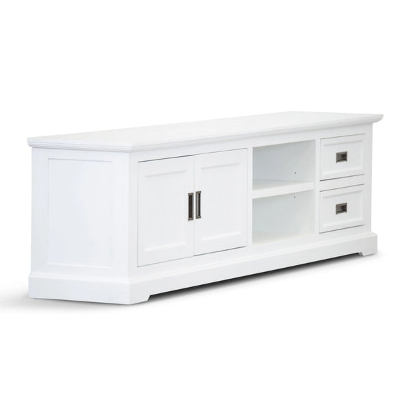 Laelia ETU Entertainment TV Unit 220cm 2 Door Solid Acacia Wood Coastal - White Deals499