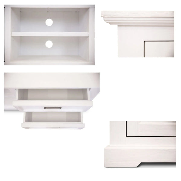 Laelia ETU Entertainment TV Unit 220cm 2 Door Solid Acacia Wood Coastal - White Deals499