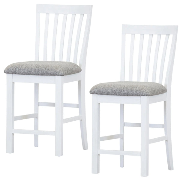 Laelia Tall Bar Chair Stool Set of 2 Solid Acacia Wood Coastal Furniture - White Deals499