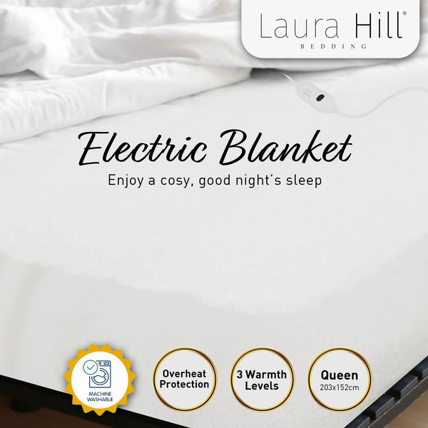 Laura Hill Electric Blanket Queen Size Fitted Underlay Winter Throw - White from Deals499 at Deals499