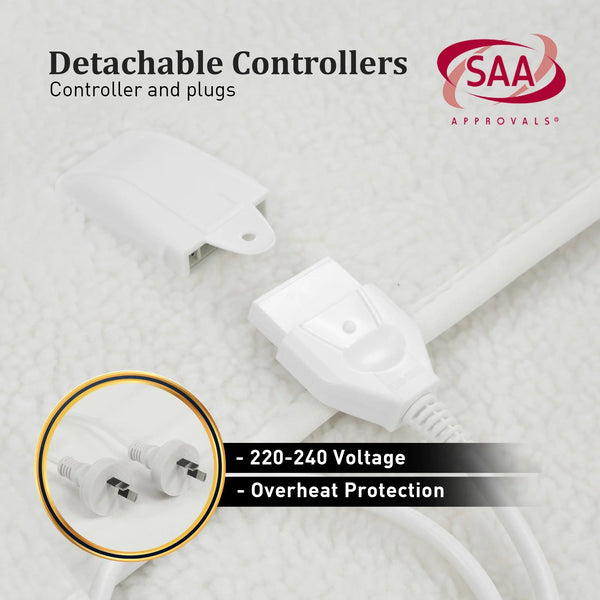 Laura Hill Heated Electric Blanket Double Size Fitted Fleece Underlay Winter Throw - White from Deals499 at Deals499