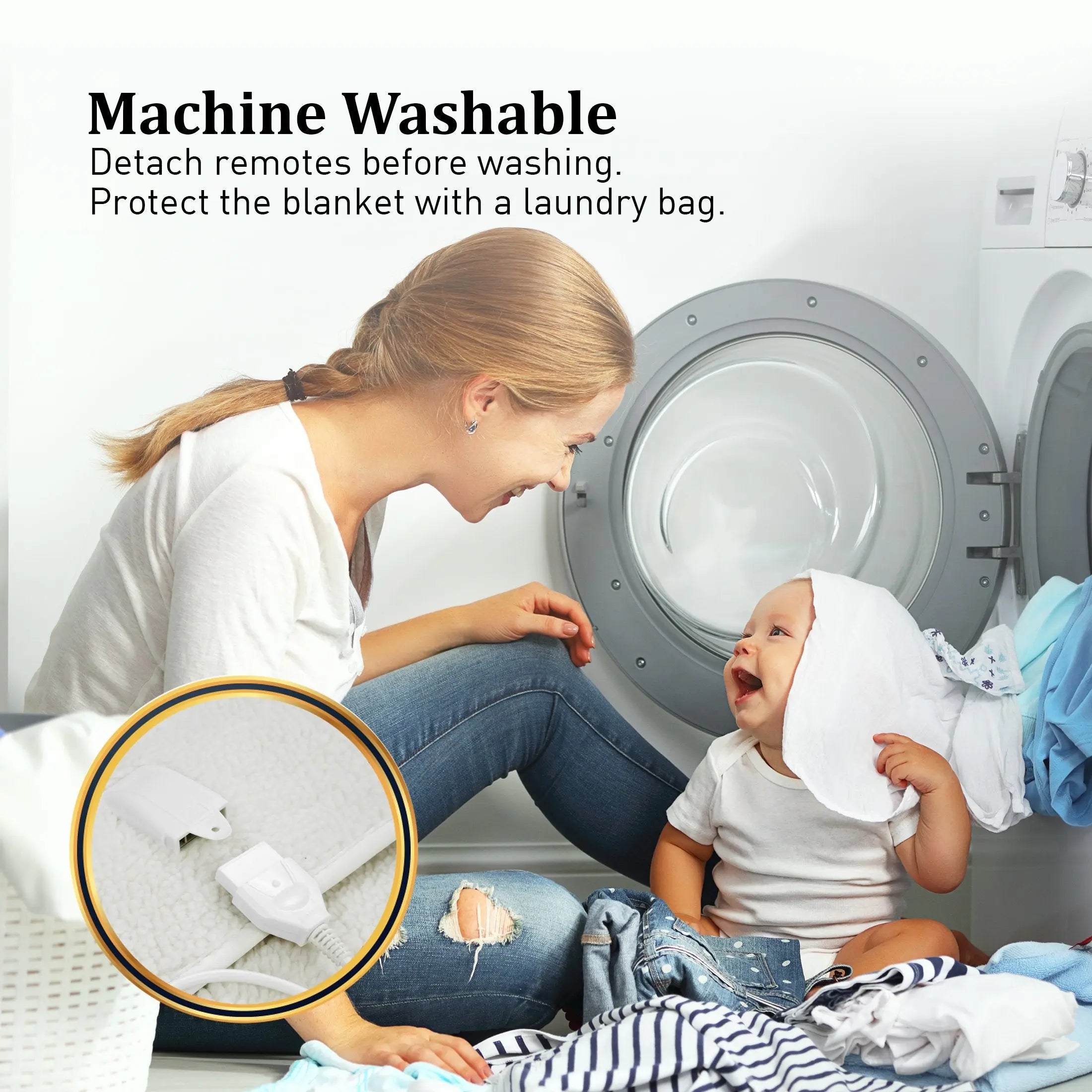 Laura Hill Heated Electric Blanket Double Size Fitted Fleece Underlay Winter Throw - White from Deals499 at Deals499