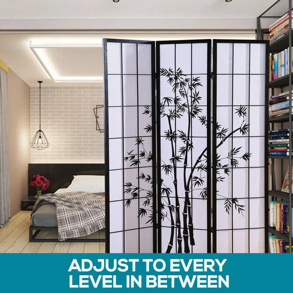Levede 3 Panel Free Standing Foldable  Room Divider Privacy Screen Bamboo Print Deals499