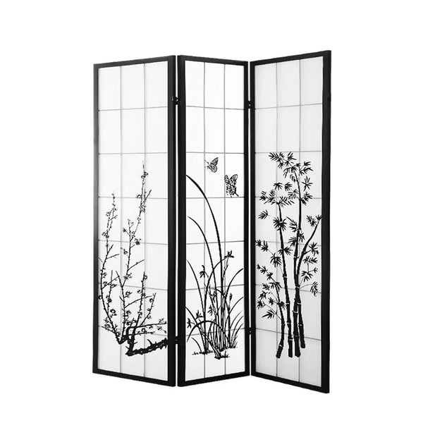 Levede 3 Panel Room Divider Privacy Screen Door Pine Wood Stand Fringe Deals499
