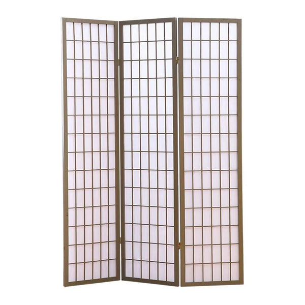 Levede 3 Panel Room Divider Screen Door Stand Privacy Fringe Wood Fold Grey Deals499