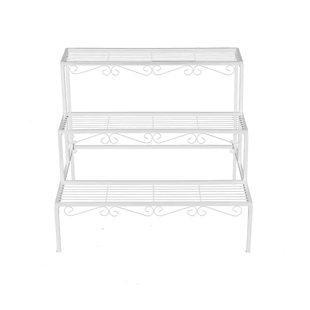 Levede 3 Tier Rectangle Metal Plant Stand Flower Pot Planter Corner Shelf White Deals499