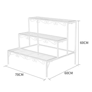 Levede 3 Tier Rectangle Metal Plant Stand Flower Pot Planter Corner Shelf White Deals499