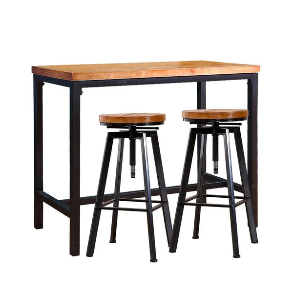 Levede 3pc Industrial Pub Table Bar Stools Wood Chair Set Home Kitchen Furniture Deals499