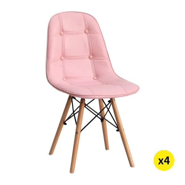 Levede 4x Retro Replica PU Leather Dining Chair Office Cafe Lounge Chairs Deals499