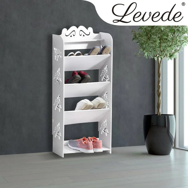 Levede 5 Tiers 43 Width Tilt Chic Hollow Shoe Rack Stand Storage Organiser Shelf Deals499