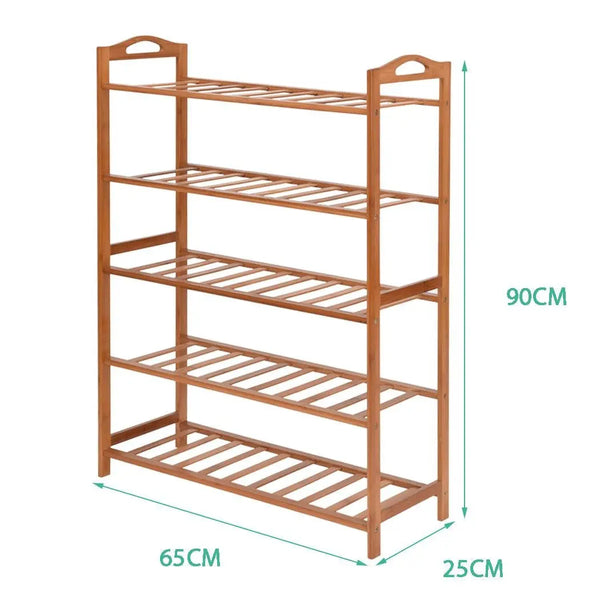 Levede 5 Tiers Bamboo Shoe Rack Storage Organizer Wooden Shelf Stand Shelves Deals499