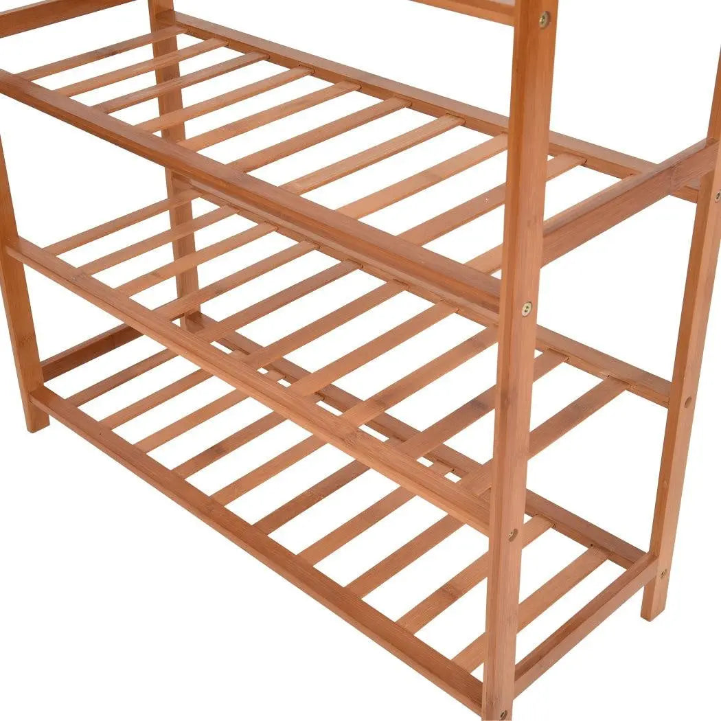 Levede 5 Tiers Bamboo Shoe Rack Storage Organizer Wooden Shelf Stand Shelves Deals499