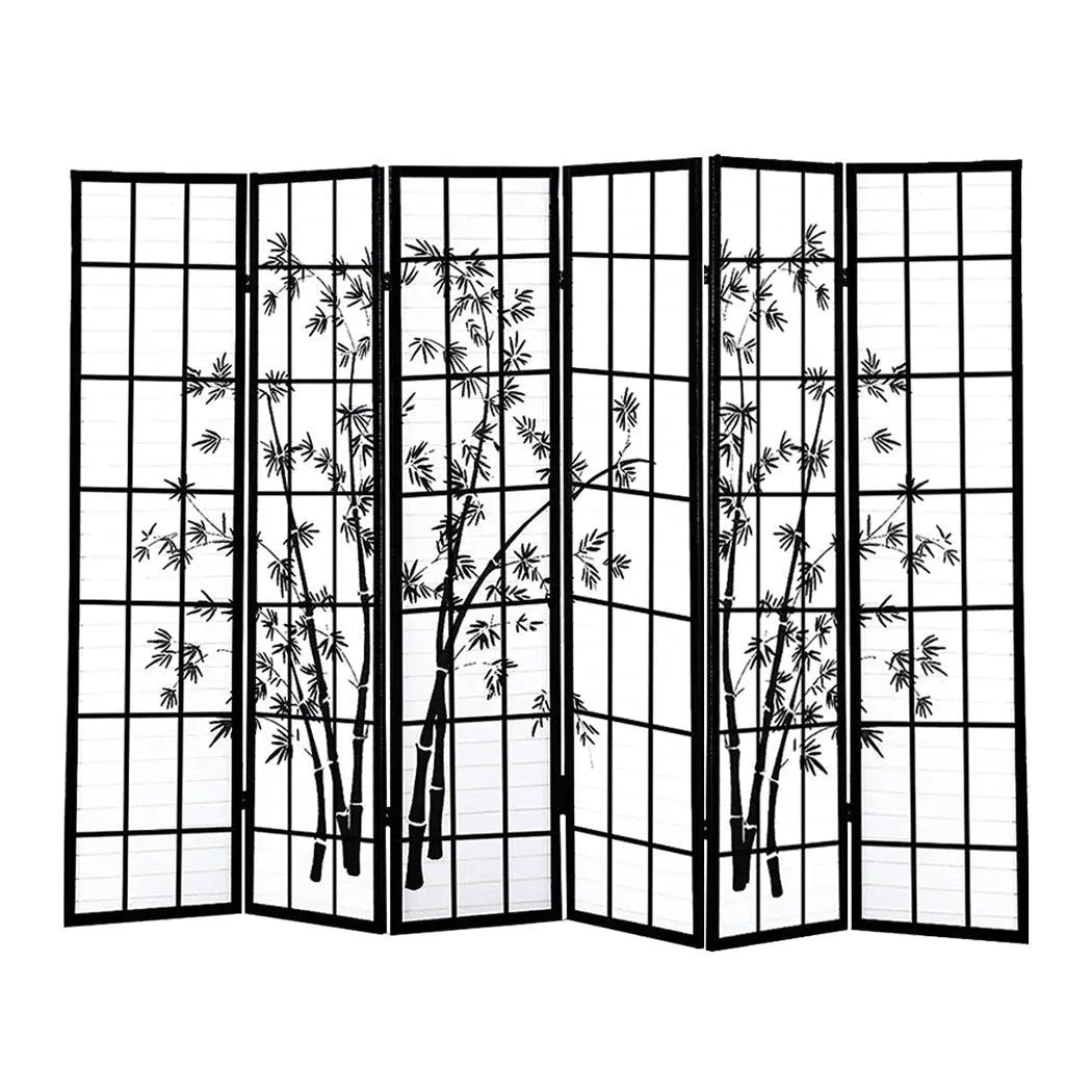 Levede 6 Panel Free Standing Foldable  Room Divider Privacy Screen Bamboo Print Deals499