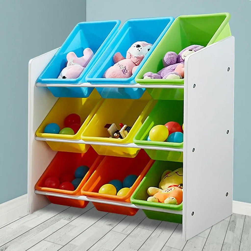 Levede 9 Bins Kids Toy Box Bookshelf Organiser Display Shelf Storage Rack Drawer Deals499