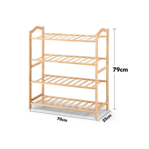 Levede Bamboo Shoe Rack Storage Wooden Organizer Shelf Stand 4 Tiers Layers 70cm Deals499