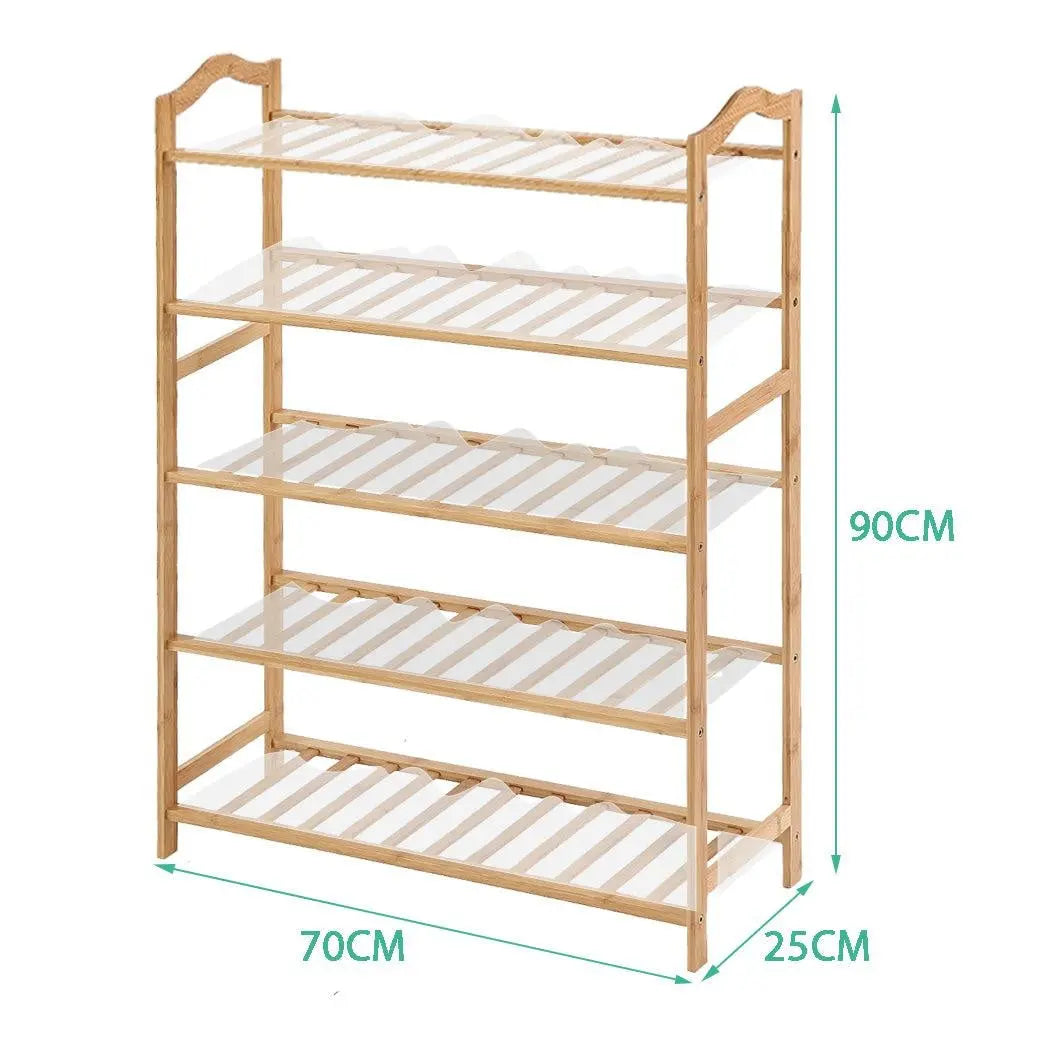 Levede Bamboo Shoe Rack Storage Wooden Organizer Shelf Stand 5 Tiers Layers 70cm Deals499