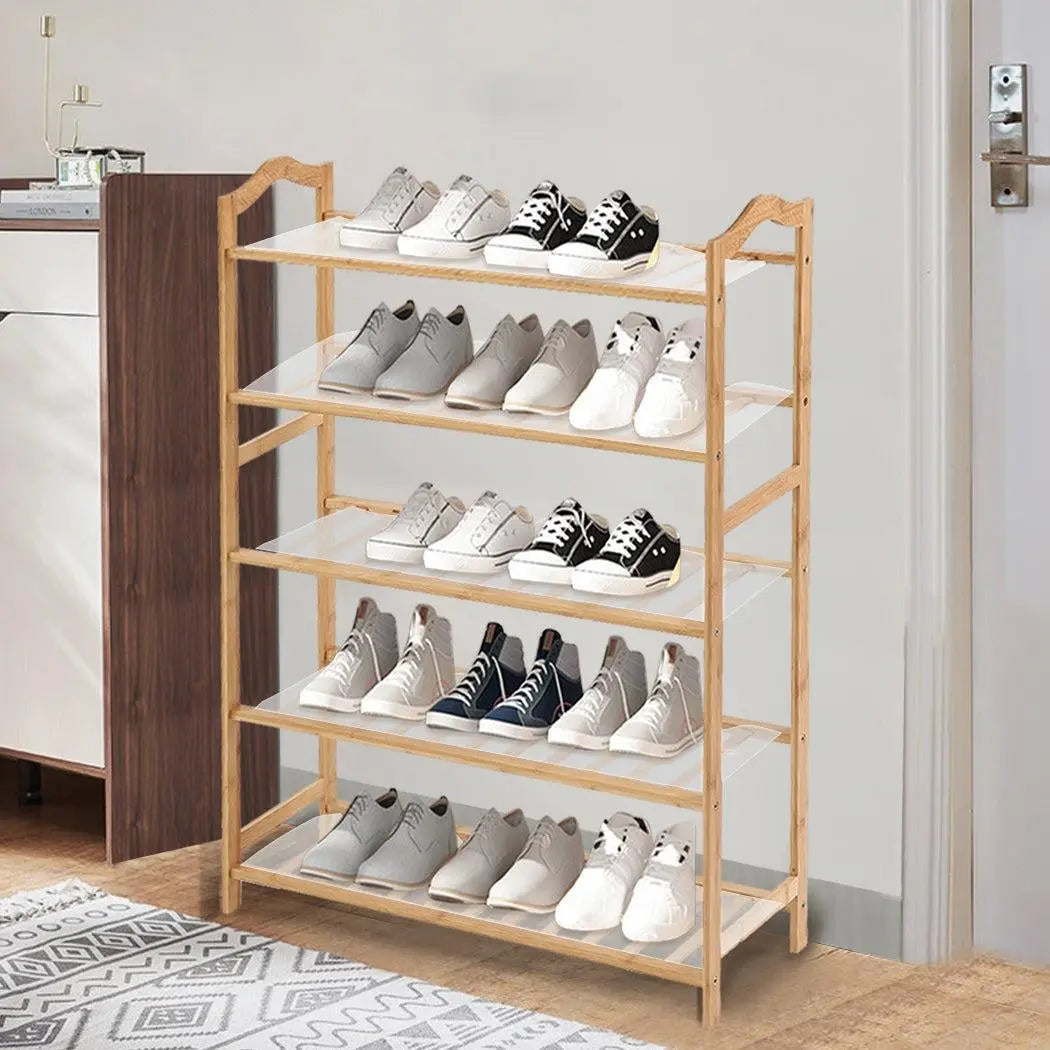 Levede Bamboo Shoe Rack Storage Wooden Organizer Shelf Stand 5 Tiers Layers 70cm Deals499