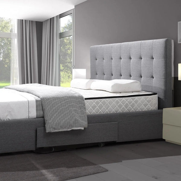 Levede Bed Frame Double King Fabric With Drawers Storage Wooden Mattress Grey Deals499
