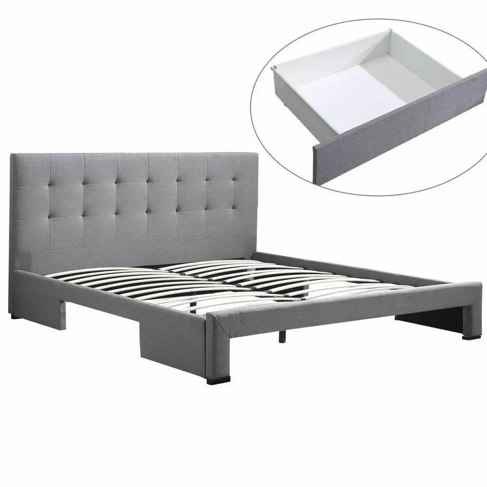 Levede Bed Frame King Fabric With Drawers Storage Beige Deals499