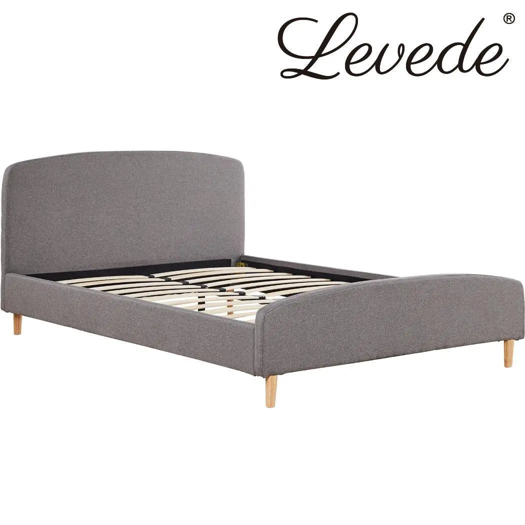 Levede Bed Frame Queen Size Wooden Platform Linen Fabric Base Bedhead Headboard Deals499
