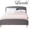 Levede Bed Frame Queen Size Wooden Platform Linen Fabric Base Bedhead Headboard Deals499
