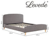 Levede Bed Frame Queen Size Wooden Platform Linen Fabric Base Bedhead Headboard Deals499